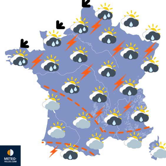 Carte de prévisions du temps du Mercredi 6 mai 2026