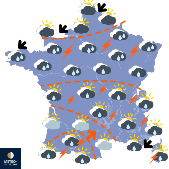 Carte de prévisions du temps du Vendredi 8 mai 2026