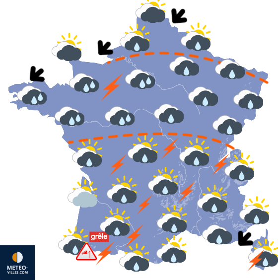 Carte de prévisions du temps du Samedi 9 mai 2026