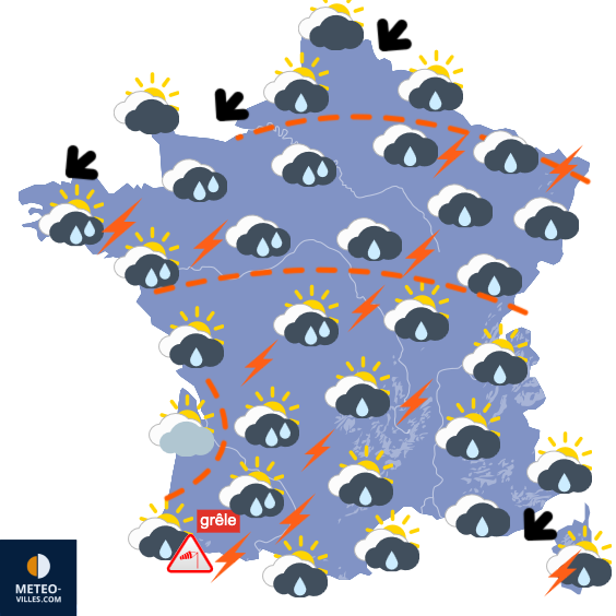 Carte de prévisions du temps du Sunday, May 10, 2026