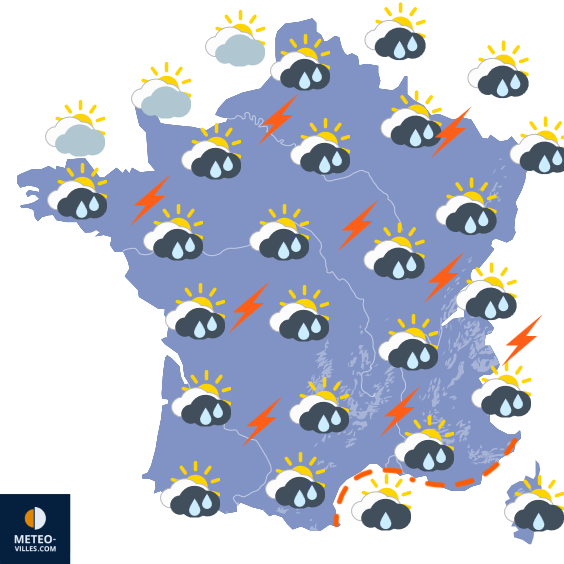 Carte de prévisions du temps du Mardi 5 mai 2026