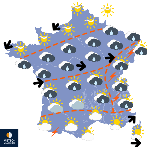 Carte de prévisions du temps du Samedi 9 mai 2026