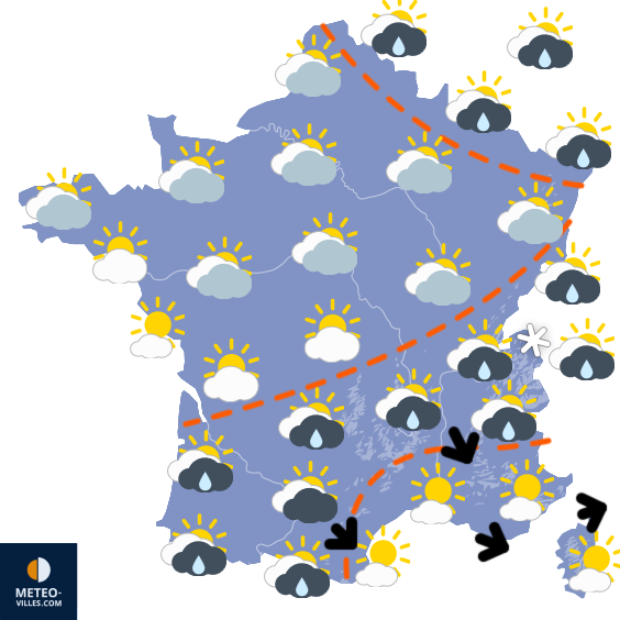 Carte de prévisions du temps du Mercredi 6 mai 2026