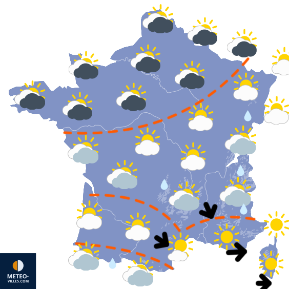 Carte de prévisions du temps du Vendredi 8 mai 2026