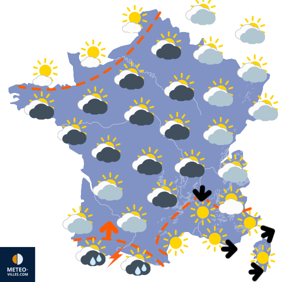 Carte de prévisions du temps du Sunday, May 10, 2026