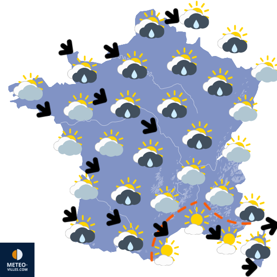 Carte de prévisions du temps du Samedi 9 mai 2026