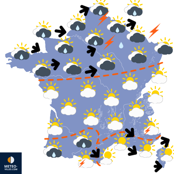 Carte de prévisions du temps du Mardi 12 mai 2026