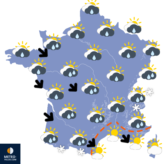 Carte de prévisions du temps du Samedi 9 mai 2026