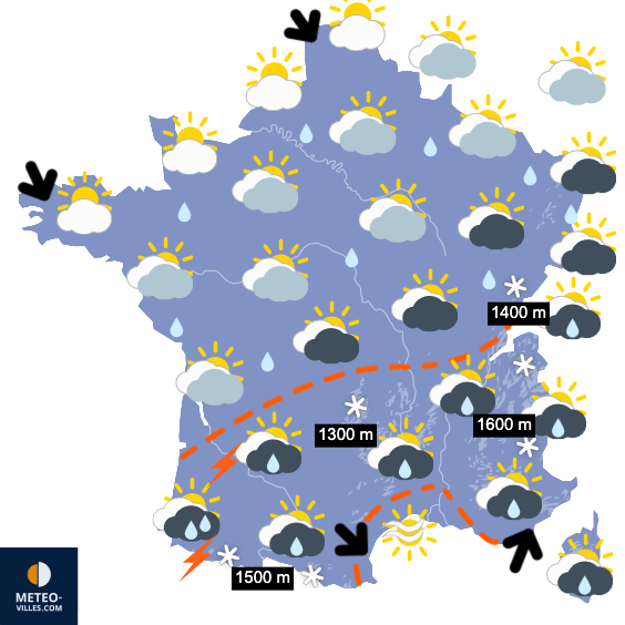 Carte de prévisions du temps du Mardi 12 mai 2026