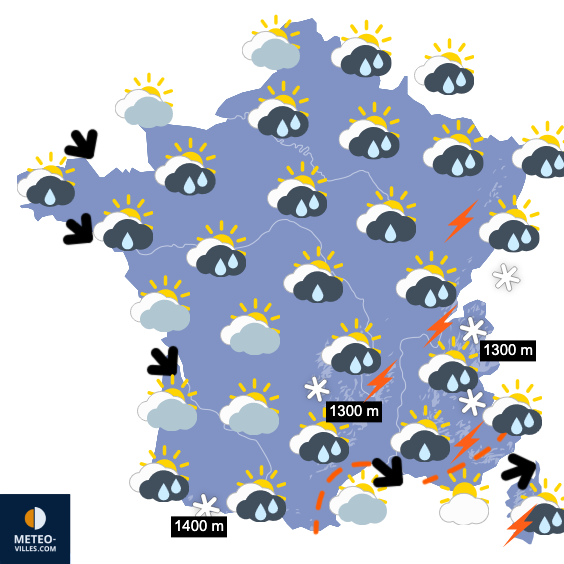 Carte de prévisions du temps du Jeudi 14 mai 2026
