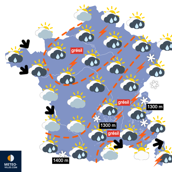 Carte de prévisions du temps du Vendredi 15 mai 2026
