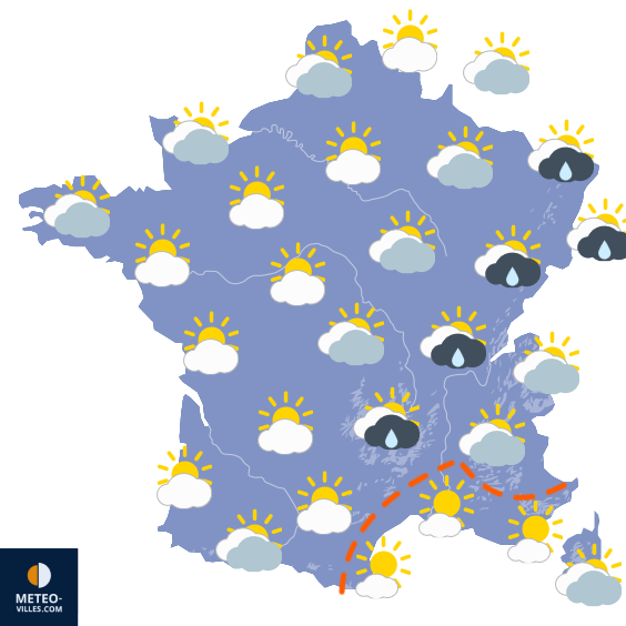 Carte de prévisions du temps du Samedi 9 mai 2026