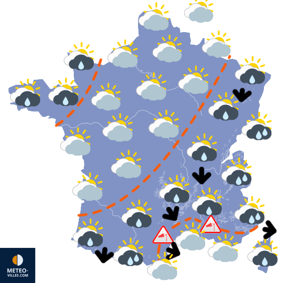 Carte de prévisions du temps du Samedi 16 mai 2026