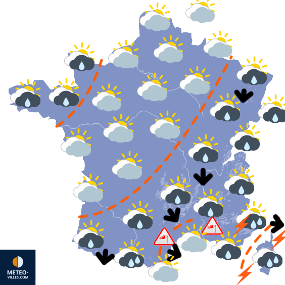 Carte de prévisions du temps du Samedi 16 mai 2026