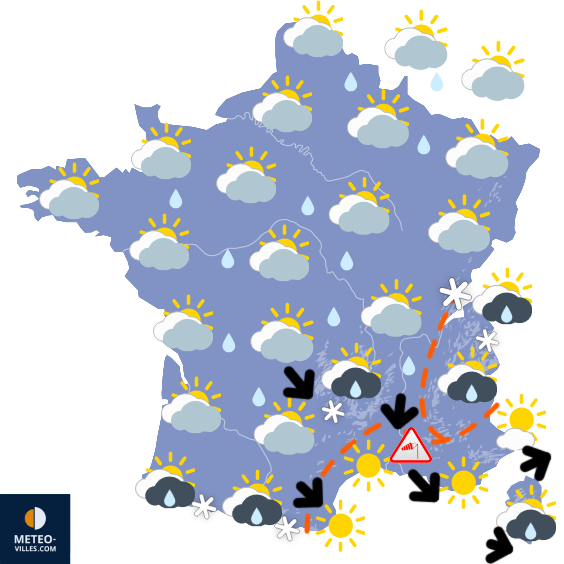 Carte de prévisions du temps du Mardi 12 mai 2026