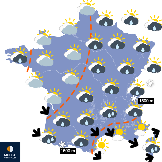 Carte de prévisions du temps du Jeudi 14 mai 2026