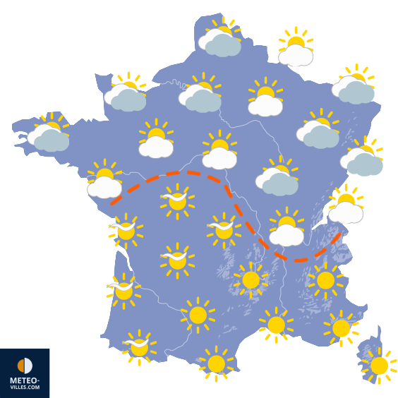 Carte de prévisions du temps du Samedi 9 mai 2026