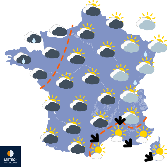 Carte de prévisions du temps du Mardi 12 mai 2026