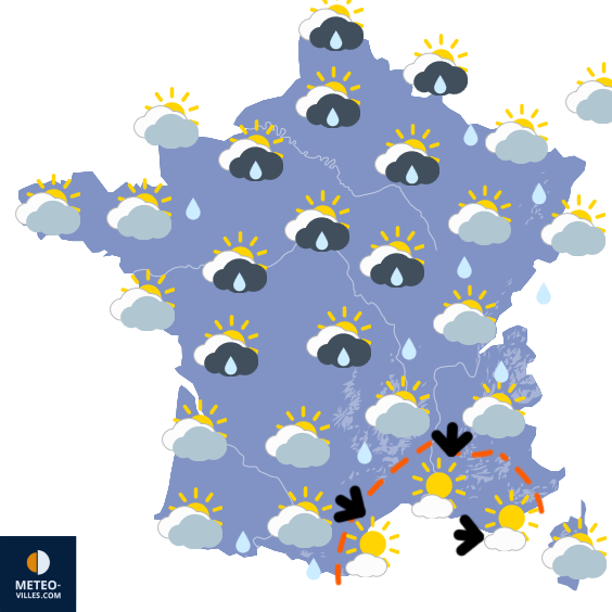 Carte de prévisions du temps du Mardi 12 mai 2026