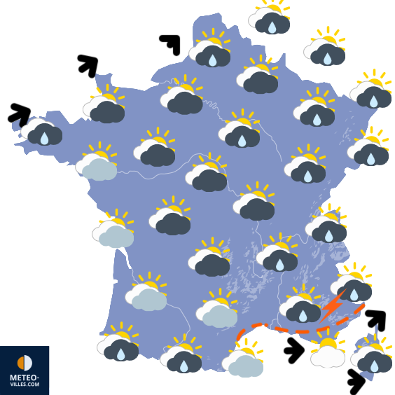 Carte de prévisions du temps du Vendredi 15 mai 2026