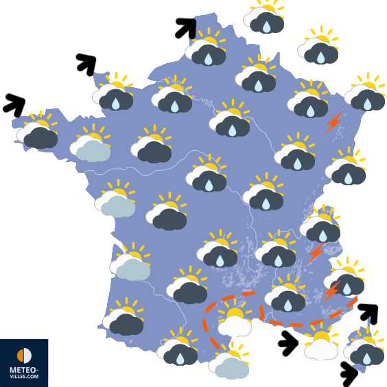 Carte de prévisions du temps du Samedi 16 mai 2026