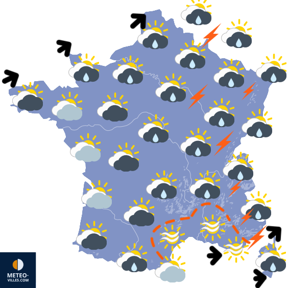 Carte de prévisions du temps du Dimanche 17 mai 2026