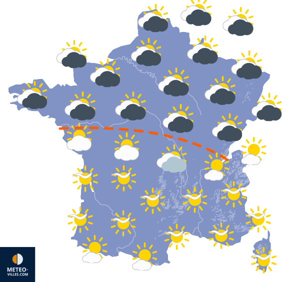 Carte de prévisions du temps du Mercredi 13 mai 2026