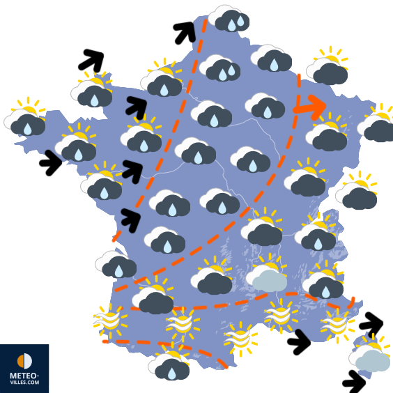Carte de prévisions du temps du Lundi 18 mai 2026