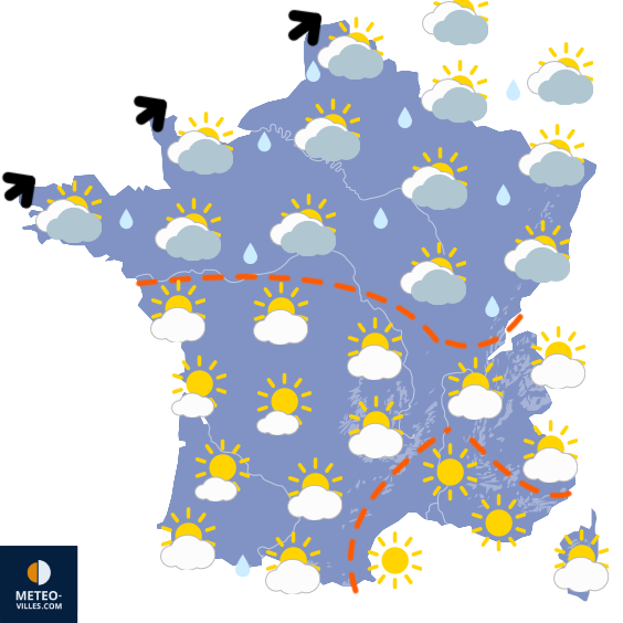 Carte de prévisions du temps du Jeudi 14 mai 2026