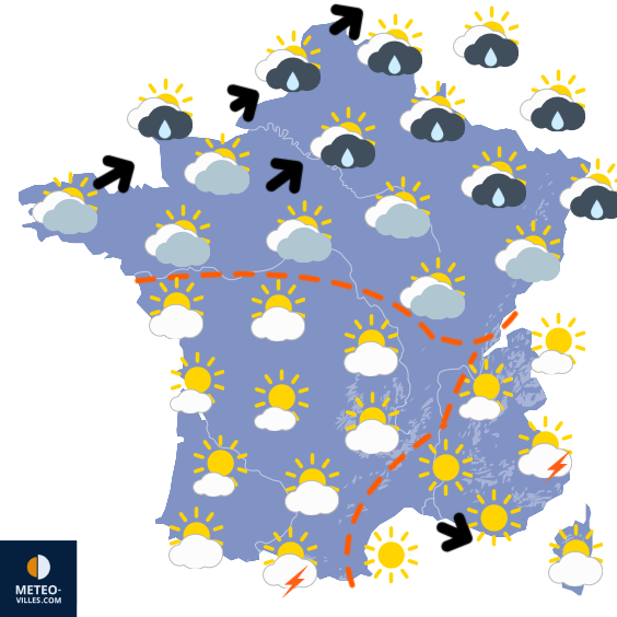 Carte de prévisions du temps du Monday, May 18, 2026