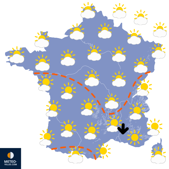 Carte de prévisions du temps du Jeudi 14 mai 2026