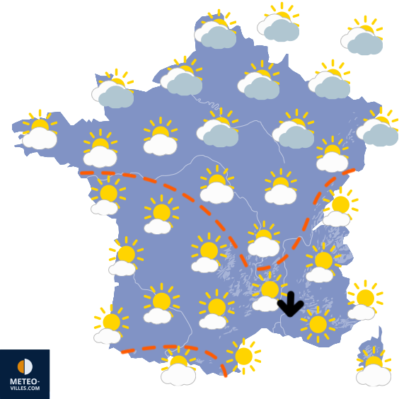 Carte de prévisions du temps du Vendredi 15 mai 2026