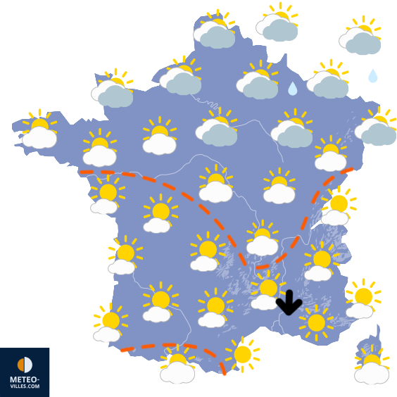 Carte de prévisions du temps du Samedi 16 mai 2026