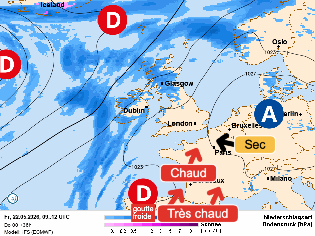 Carte de prévisions d'europe du Vendredi 22 mai 2026