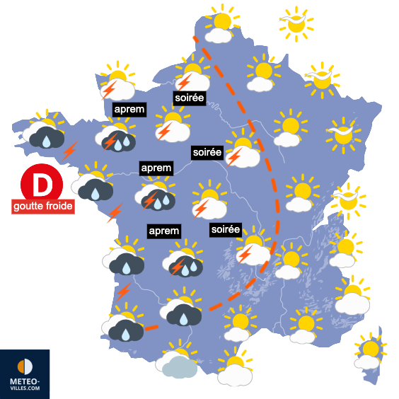 Carte de prévisions du temps du Monday, May 18, 2026