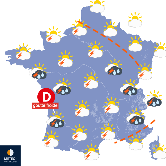 Carte de prévisions du temps du Monday, May 18, 2026