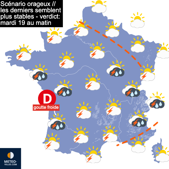 Carte de prévisions du temps du Lundi 18 mai 2026