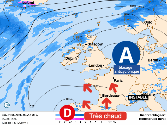 Carte de prévisions d'europe du Dimanche 24 mai 2026