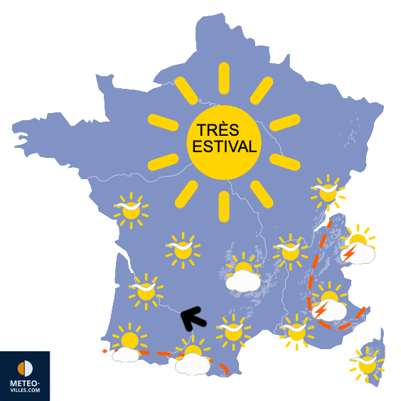 Carte de prévisions du temps du Samedi 23 mai 2026