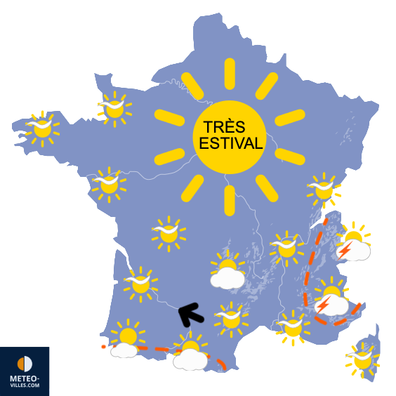 Carte de prévisions du temps du Lundi 25 mai 2026