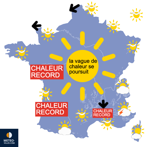 Carte de prévisions du temps du Lundi 25 mai 2026