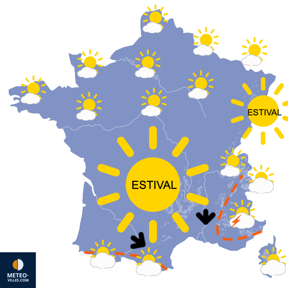 Carte de prévisions du temps du Samedi 23 mai 2026
