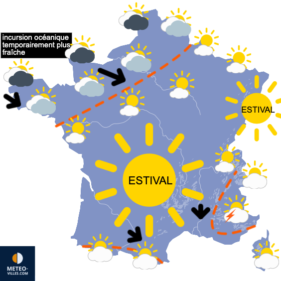 Carte de prévisions du temps du Lundi 25 mai 2026