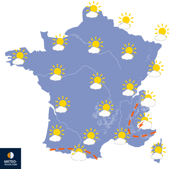 Carte de prévisions du temps du Samedi 23 mai 2026