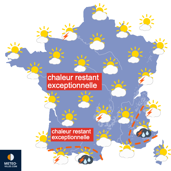 Carte de prévisions du temps du Lundi 25 mai 2026