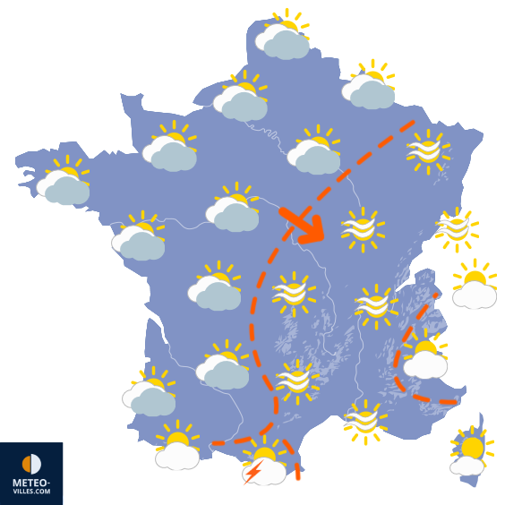 Carte de prévisions du temps du Samedi 23 mai 2026