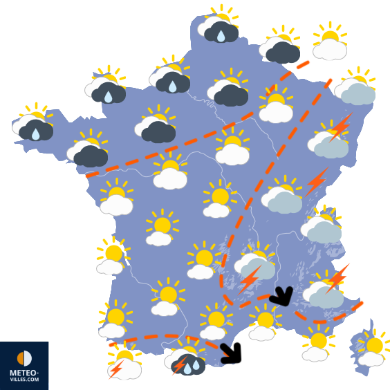 Carte de prévisions du temps du Mardi 26 mai 2026