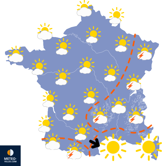Carte de prévisions du temps du Mercredi 27 mai 2026