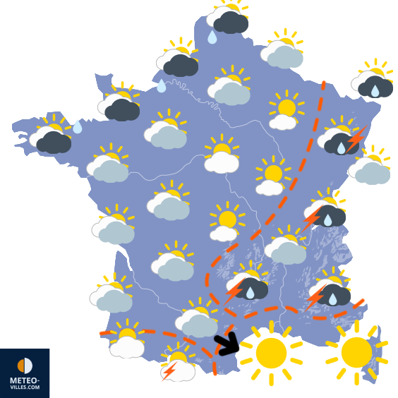 Carte de prévisions du temps du Jeudi 28 mai 2026