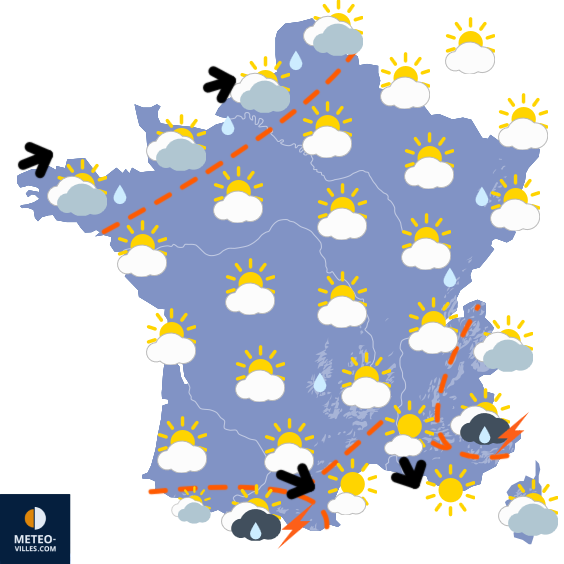 Carte de prévisions du temps du Mardi 26 mai 2026